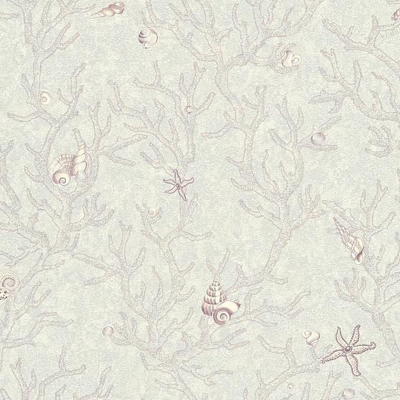 VERSACE 3 PARATO PVC/TNT FANTASIA CONCHIGLIE GRIGIO CHIARO  mt.1