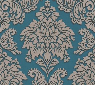 METROP. STORIES SU TNT FLOREALE BLU/GRIGIO BRILLANTATO 10x0,53 m