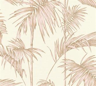 METROP. STORIES SU TNT FOGLIE ROSA ORO BIANCO PANNA 10x0,53 mt C