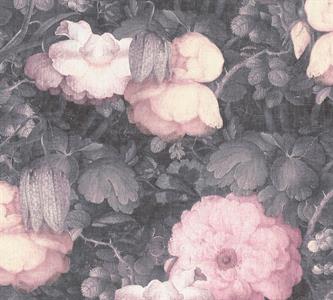 METROP. STORIES PARATO SU TNT FIORI FOGLIE ROSA VIOLA 10x0,53 mt