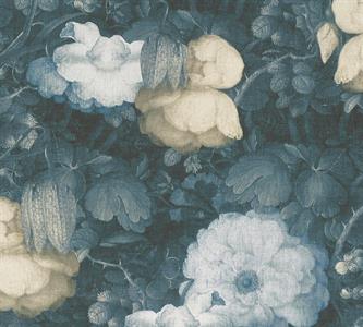 METROP. STORIES PARATO SU TNT FIORI FOGLIE AZZURRO  BIANCO 10x0,