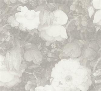 METROP. STORIES PARATO SU TNT FIORI FOGLIE BIANCO GRIGIO 10x0,53