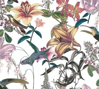 JUNGLE CHIC PARATO TNT  FLOWERS FON. BIANCO 10,05X0,53MT