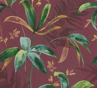 JUNGLE CHIC PARATO TNT  FOGLIE  FON.BORDEAUX 10,05X0,53MT