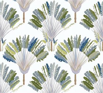 JUNGLE CHIC PARATO TNT  FOGLIE VERDI /BLU 10,05X0,53MT