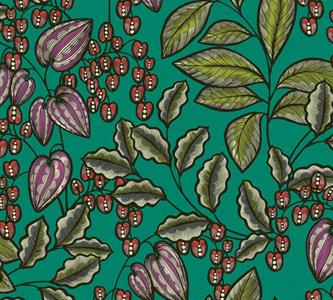 FLORAL IMPRESSION PARATO FOGLIE VERDE/ROSSO.10,05X0,53MT