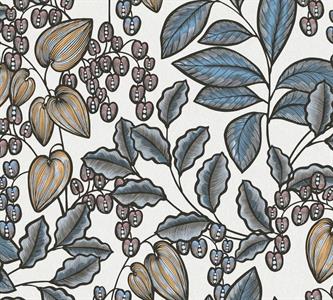 FLORAL IMPRESSION PARATO FOGLIE CREMA/BLU 10,05X0,53MT