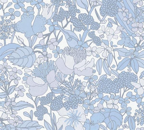 FLORAL IMPRESSION PARATO FLOWERS BLU/BIANCO 10,05X0,53MT