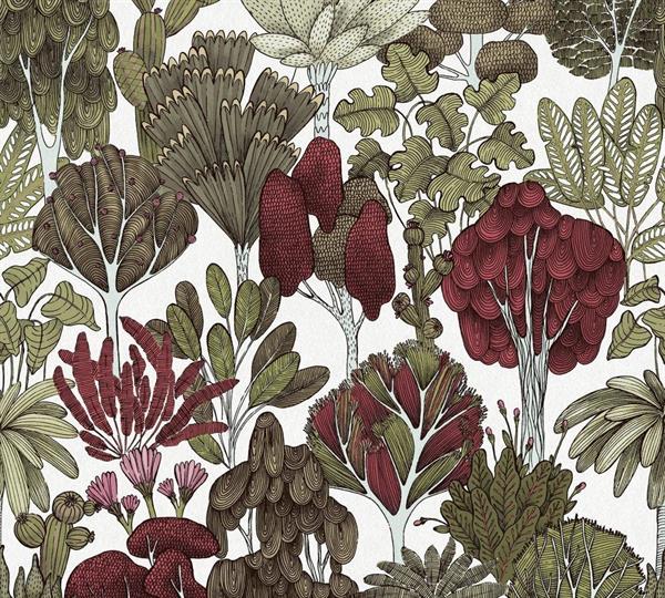 FLORAL IMPRESSION PARATO FLOWERS VERDE/ROSSO 10,05X0,53MT