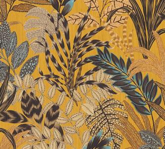 METROPOLITAN STOR. 2 PARATO TNT FOGLIE BEIGE FONDO GIALLO 10X0,5