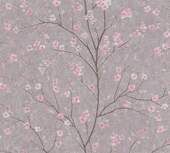 METROPOLITAN STOR. 2 PARATO TNT FIORI DI LOTO GRIGIO ROSA 10x0,5