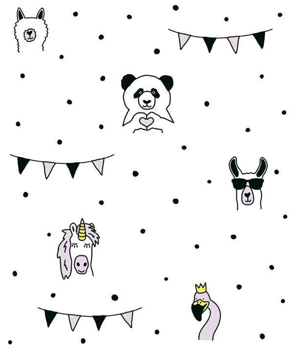 LITTLE LOVE PARATO TNT  ANIMALS POIS BIANCO 10,05X0,53MT