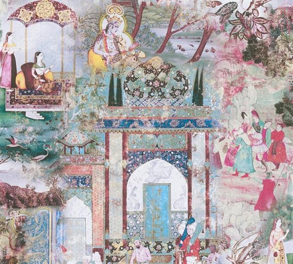 PARATO DREAM FLOWERY.   TNT PAES.AZUL 0,53X10,05MT