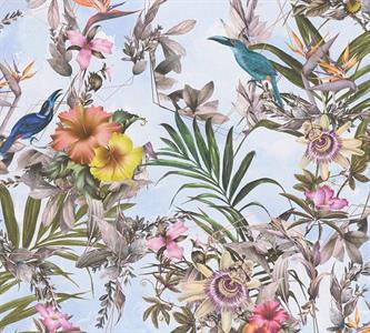 PARATO DREAM FLOWERY.   TNT BIRD AZUL 0,53X10,05MT