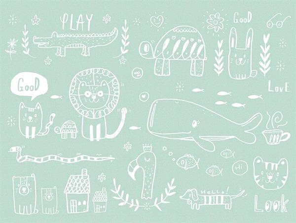 STAMPE THE WALL VINILICOSU TNT WHALE GREEN 371X280CM 7 TELI