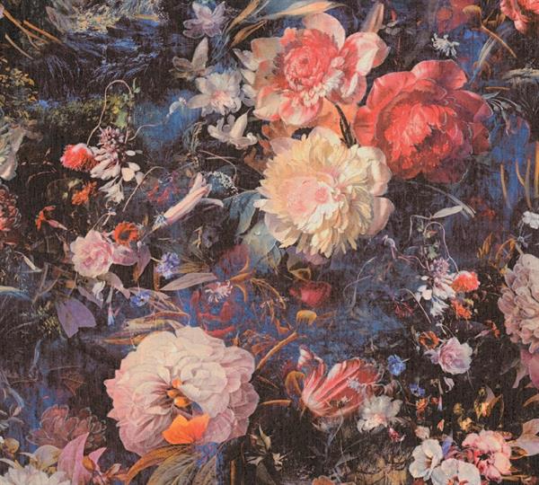 PARATO THE BOS VINILICO .TNT FLOWERS BLU 0,53X10,05MT