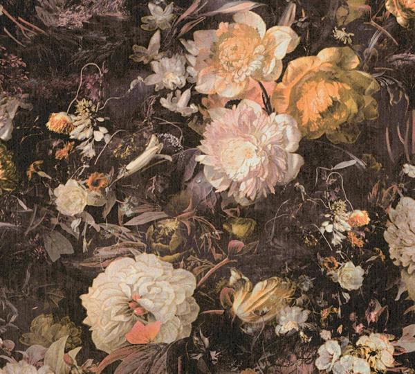 PARATO THE BOS VINILICO .TNT FIORI BROWN 0,53X10,05MT