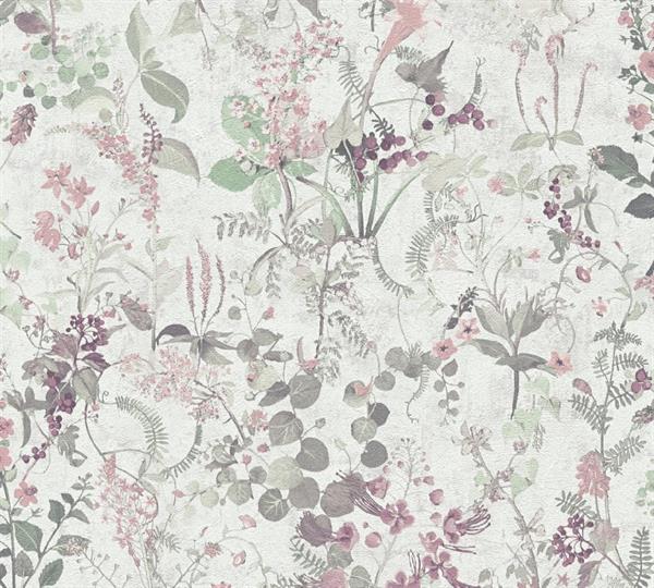 PARATO THE BOS VINILICO .TNT FLOWERS GREY 0,53X10,05MT