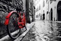 VISIONE DIGITALE STAMPA DIGITALE CITTA' CON BICI ROSSA H. 270x18