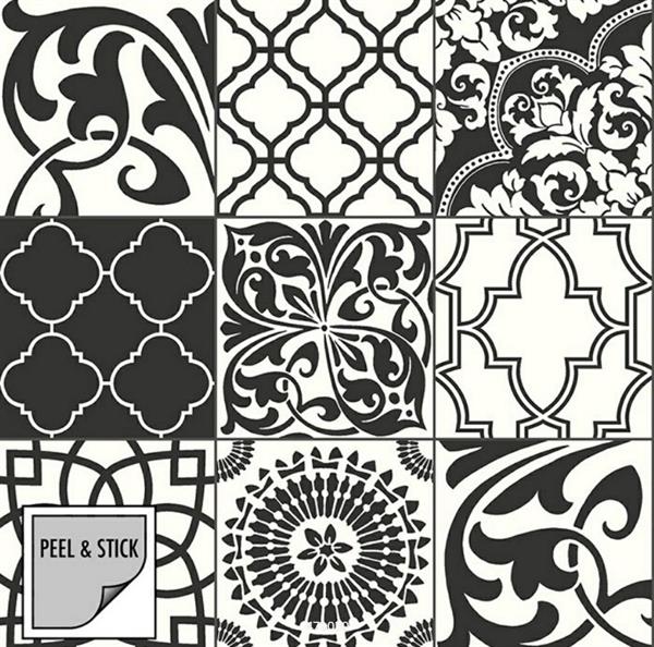 PEEL&STICK PARATO ADESIVO NW30300 B&W ORIENTAL TIL. 5,48X0,52 mt