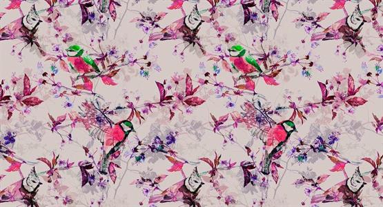 STAMPA DIG AL MQ SU SUPP200g/mq VLIES PREM SONGBIRDS1 ROSSO