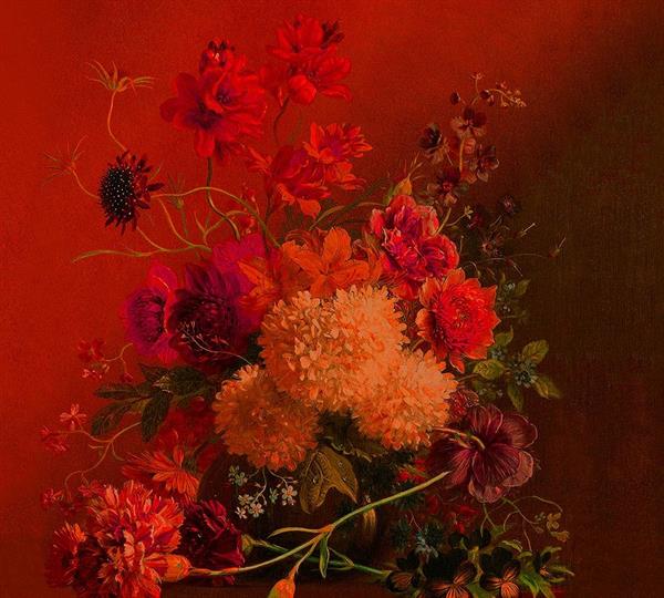 STAMPA DIG AL MQ SU SUPP130g/mq VLIES MATTE BOUQUET VIBRANT1 ARA