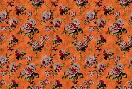STAMPA DIG AL MQ SU SUPP200g/mq VLIES PREM WILD ROSES2 ARANCIO