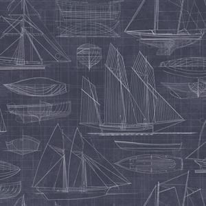 YACHT CLUB PARATO SU TNT DISEGNO BARCHE BLU BIANCO 10x0,53 mt