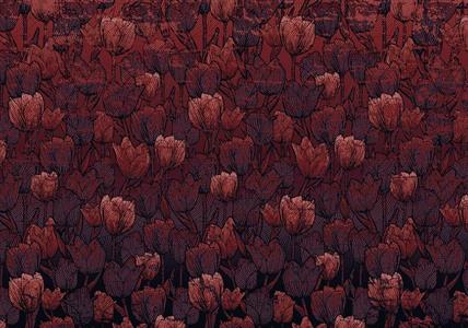 FOTOMURALE KOMAR HERITA GE1 SU TNT FIORI ROSSO SCURO 400x280cm(8