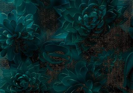 FOTOMURALE KOMAR HERITA GE1 SU TNT FIORI VERDE MARR 400x280cm(8t