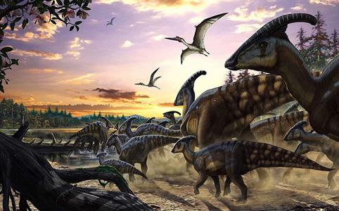 FOTOMURALE INTO ADVENTURE PARASAUROLOPHUS HERD 450X280CM