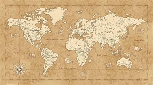 FOTOMURALE INTO ADVENTURE VINTAGE WORLD MAP MIS.500X280CM