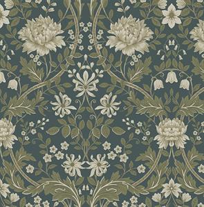 BRITISH HERITAGE PARATO SU TNT FIORI VERDE BLU 10x0,52 mt