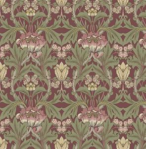 BRITISH HERITAGE PARATO SU TNT FIORI MAGENTA VERDE 10x0,52 mt