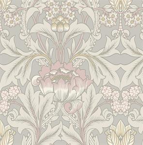 BRITISH HERITAGE PARATO SU TNT FIORI GRIGIO ROSA 10x0,52 mt