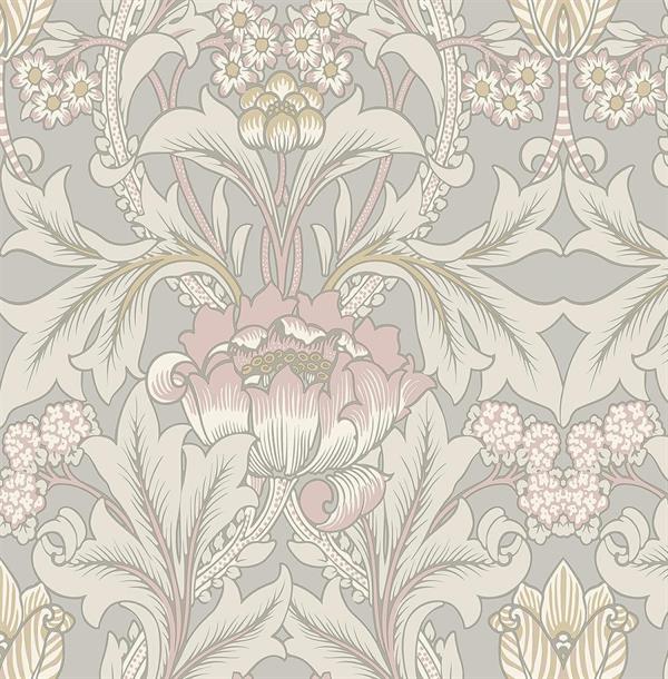 BRITISH HERITAGE PARATO SU TNT FIORI GRIGIO ROSA 10x0,52 mt