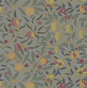 BRITISH HERITAGE PARATO SU TNT FRUTTI GRIGIO VERDE 10x0,52mt