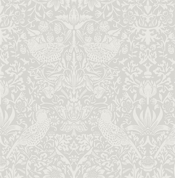 BRITISH HERITAGE PARATO SU TNT FIORI UCCELLI GRIGIO 10x0,52mt