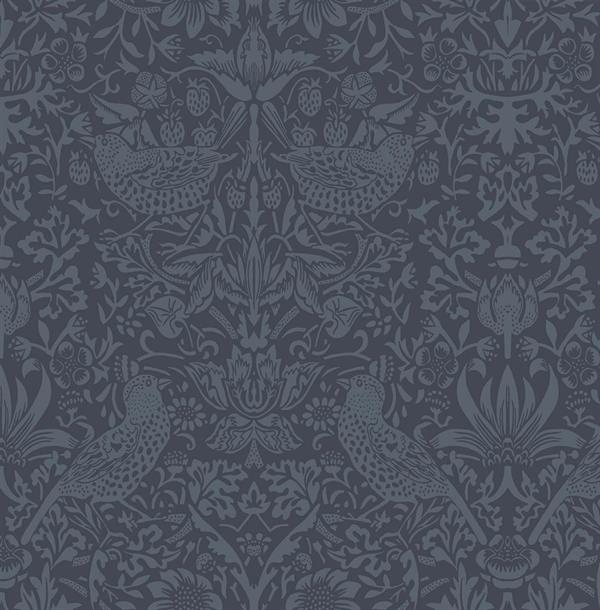 BRITISH HERITAGE PARATO SU TNT FIORI UCCELLI BLU 10x0,52mt