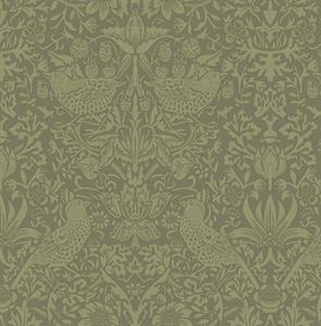 BRITISH HERITAGE PARATO SU TNT FIORI UCCELLI VERDE 10x0,52mt