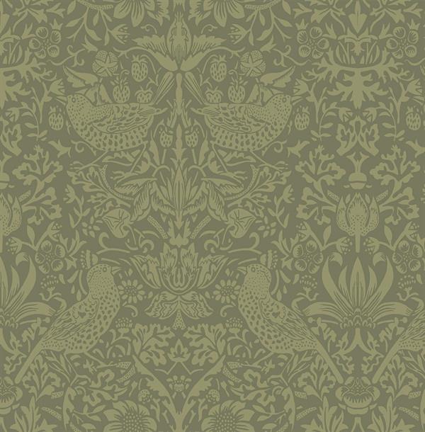 BRITISH HERITAGE PARATO SU TNT FIORI UCCELLI VERDE 10x0,52mt
