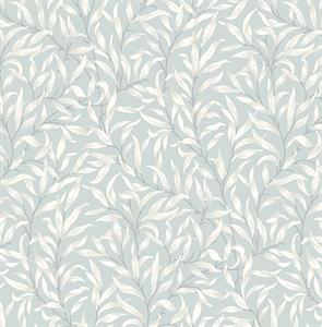 BRITISH HERITAGE PARATO SU TNT FOGLIE AZZURRO BIANCO 10x0,52mt
