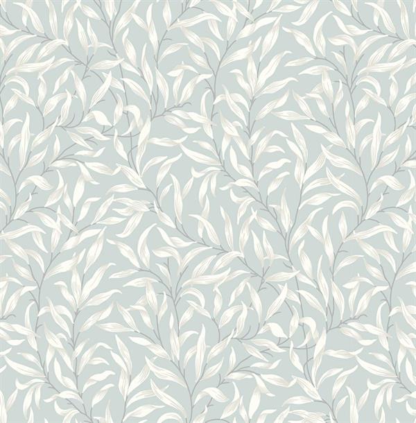 BRITISH HERITAGE PARATO SU TNT FOGLIE AZZURRO BIANCO 10x0,52mt