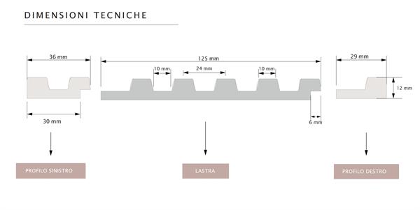 LAMELLI MOD.STRETTO LASTRA NATURALE IN POLIMERI  270X12X1,2 CM