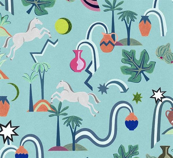 LLAR PARATO TNT         DIS. CAVALLI AZZURRO 50X1000CM