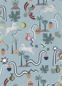 LLAR PARATO VINILICO    DIS. CAVALLI AZZURRO 50X1000CM