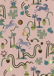 LLAR PARATO VINILICO    DIS. CAVALLI ROSA 50X1000CM
