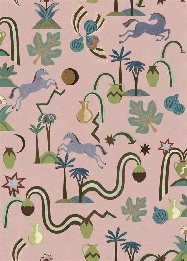 LLAR PARATO VINILICO    DIS. CAVALLI ROSA 50X1000CM