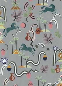 LLAR PARATO VINILICO    DIS.CAVALLI GRIGIO 50 X1000CM