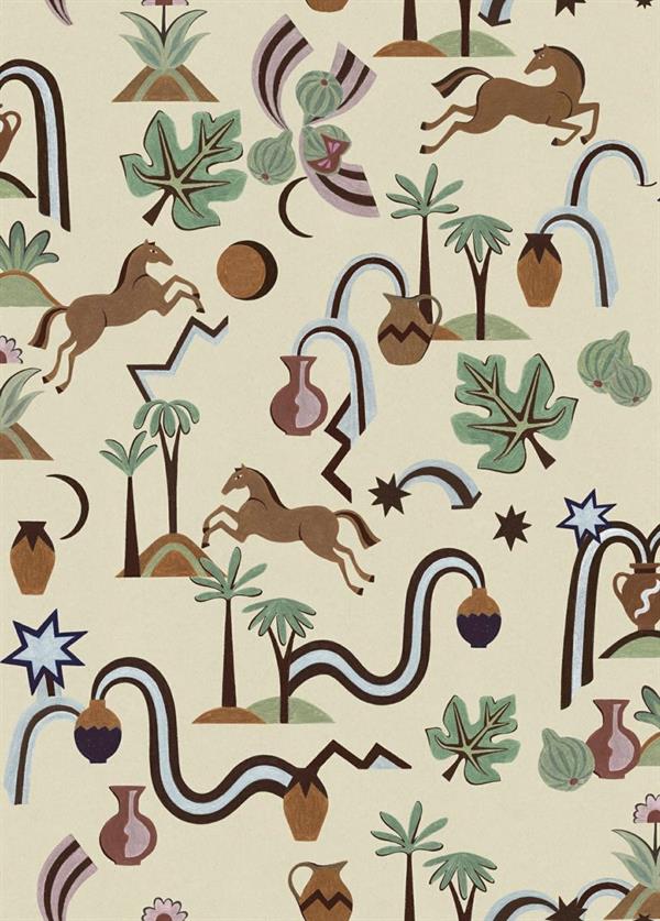 LLAR PARATO VINILICO    DIS.CAVALLI BEIGE 50 X1000CM